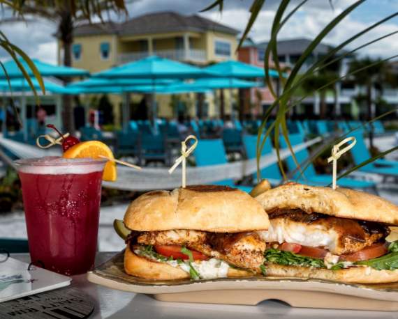 Sandwich and frozen drink at Salty Rim Bar and Grill